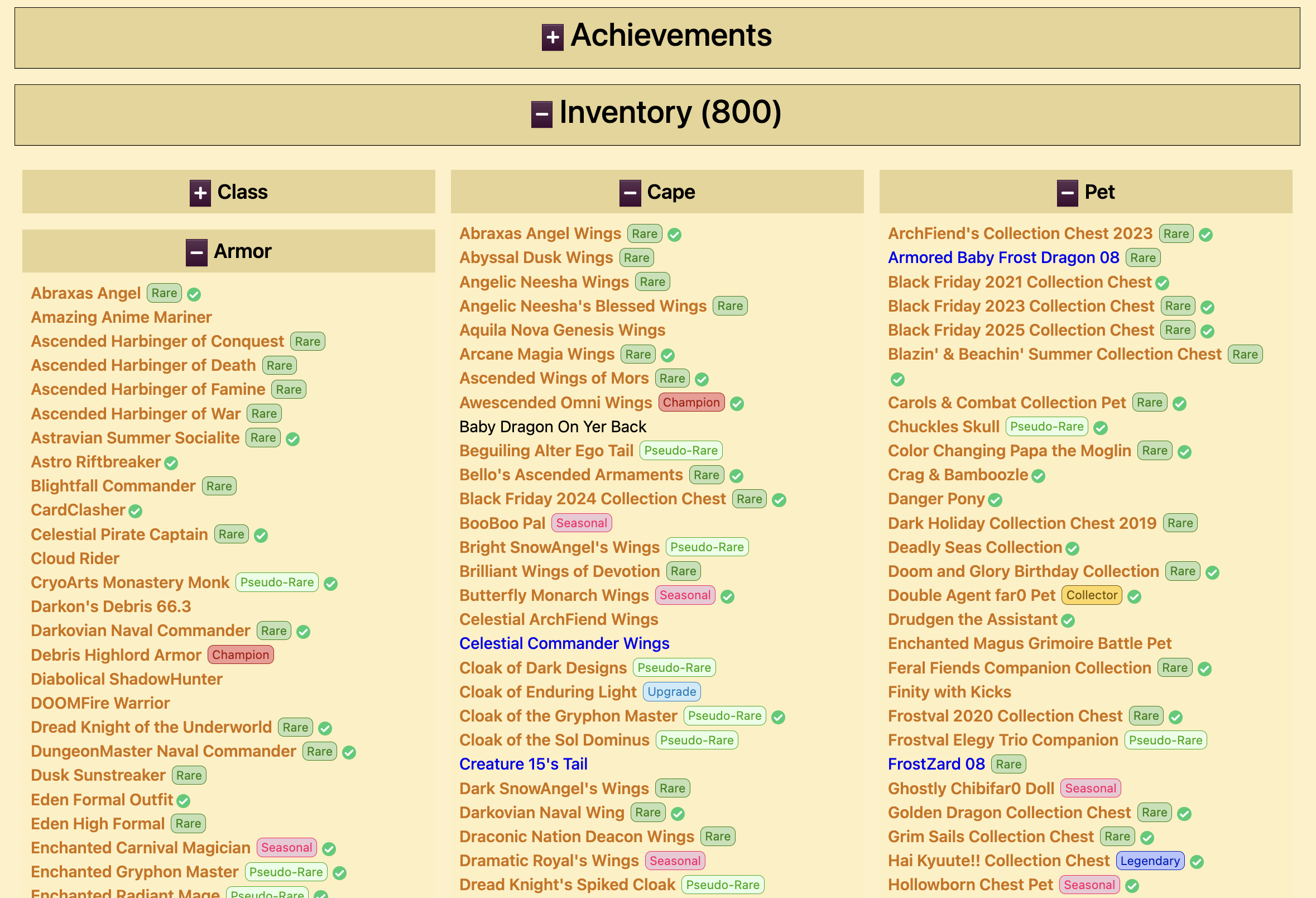 A character page with Lodestar's additions