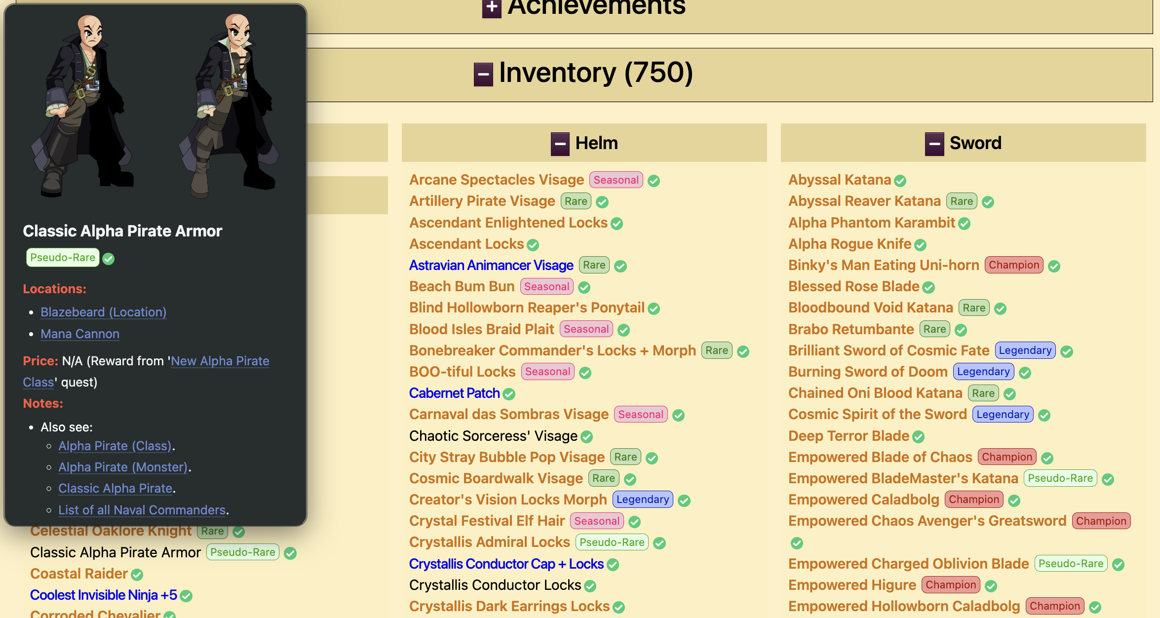 An item tooltip on the AQW Wiki